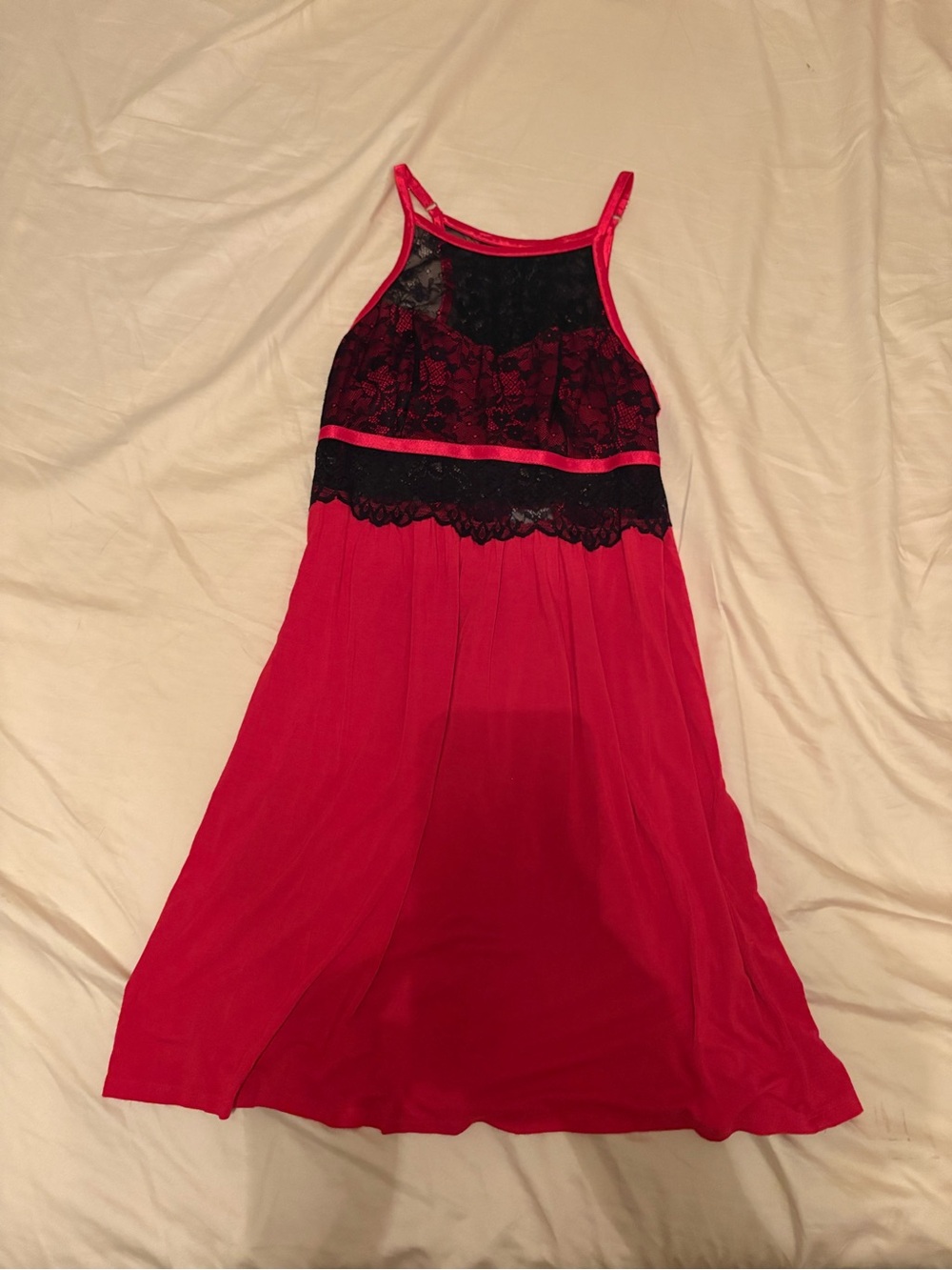 Soma Red Chemise with Black Lace Bodice